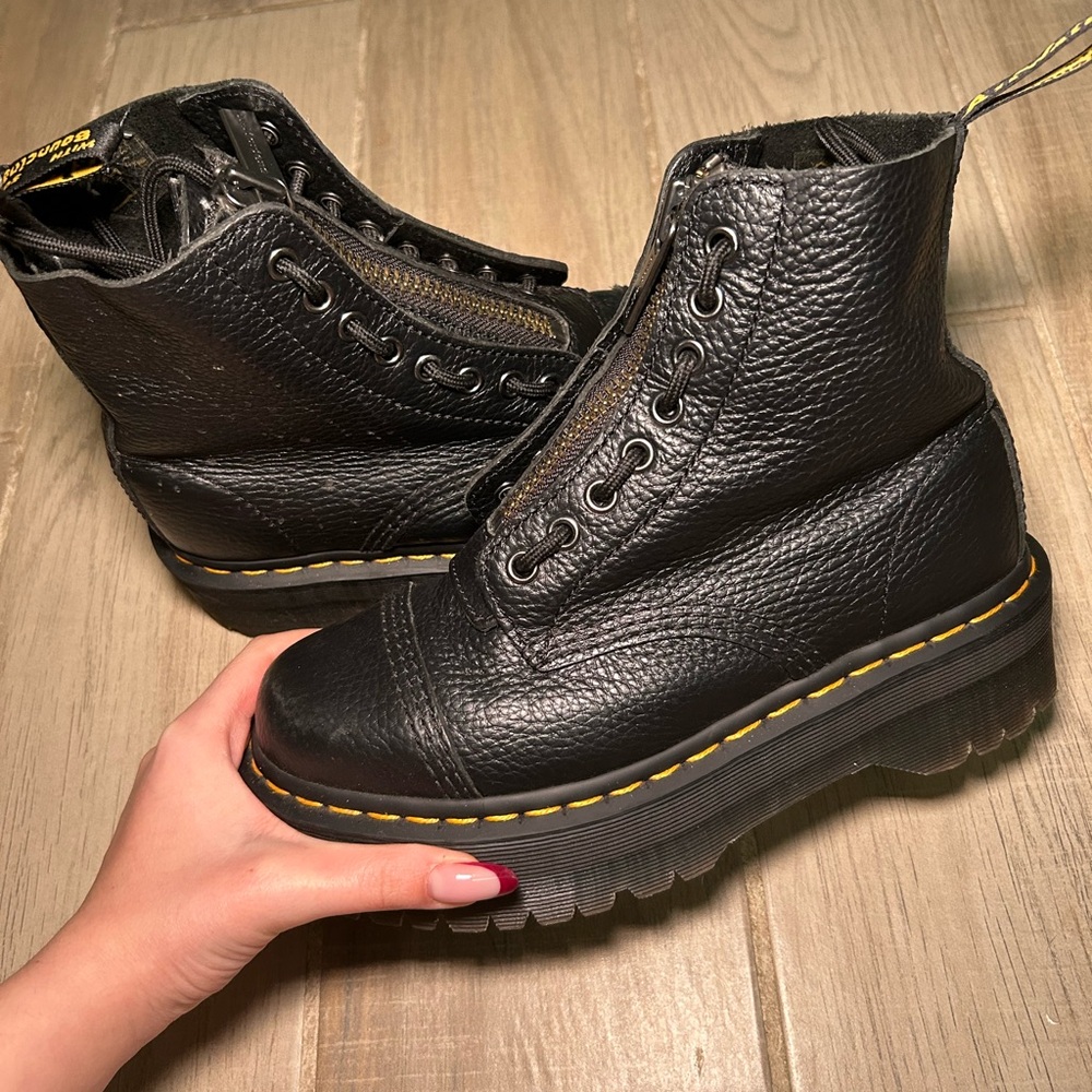 Dr. Martens Black Textured Leather Boots